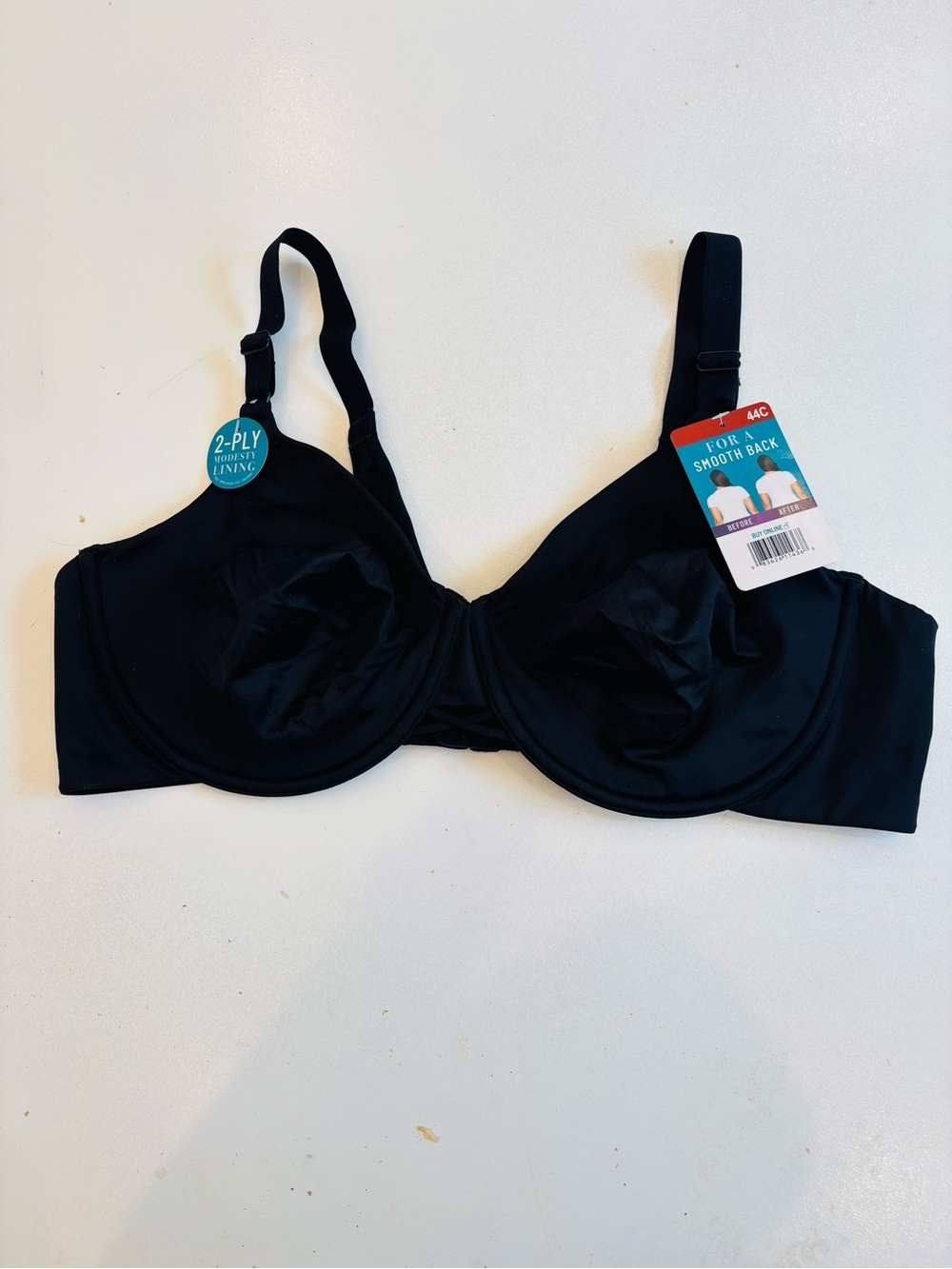 Vanity Fair Black Underwire 2-Ply Lined Bra size 44C